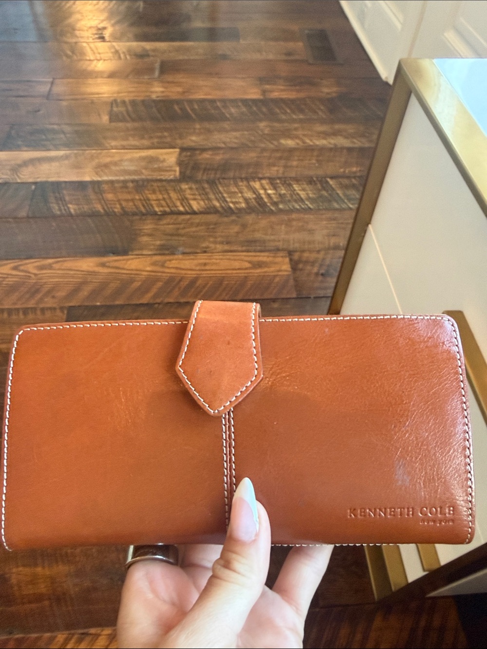 Kenneth Cole Cognac Leather Snap-Tab Wallet